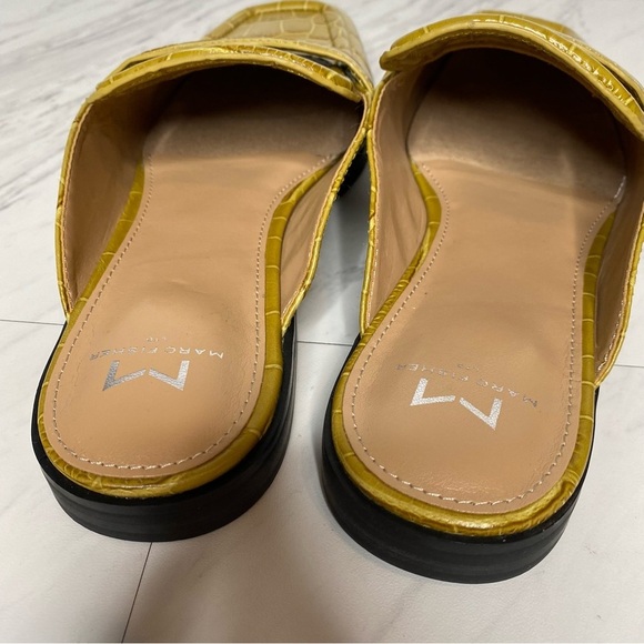 Marc Fisher Flyta Crocodile Embossed Leather Square Toe Mule 8M - Picture 11 of 13